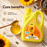Tito's Organic Sunflower Oil 5 litre pack with vitamin E, MUFA, PUFA, and antioxidant benefits