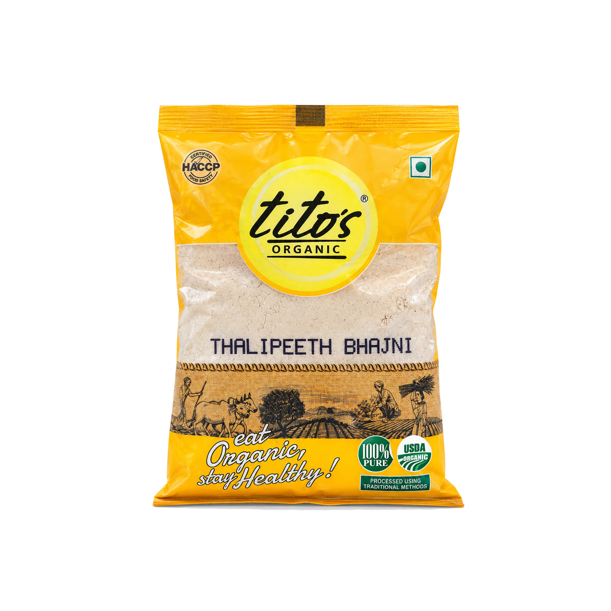 Tito’s Organic Thalipeeth Bhajni 250 g pack, traditional Maharashtrian bhajni flour blend | Milawat Free