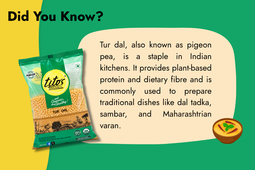 Milawat Free Tito’s Organic Tur Dal, also known as pigeon pea, for traditional Indian dishes rich in flavour