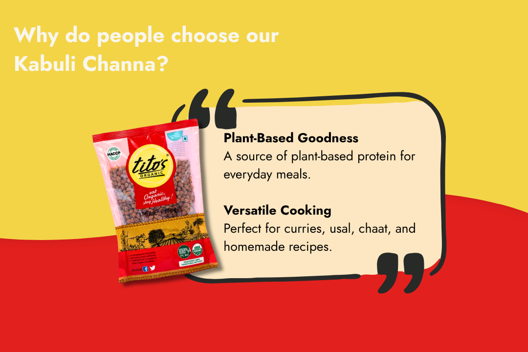 Tito’s Organic Whole Chana highlighting plant-based protein and versatile cooking uses