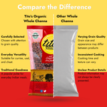 Tito’s Organic Whole Channa compared with other whole channa based on grain selection, cooking versatility and product details