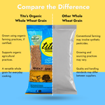 Tito’s Organic Whole Wheat Grain comparison highlighting organic farming practices, whole grain versatility and sourcing differences